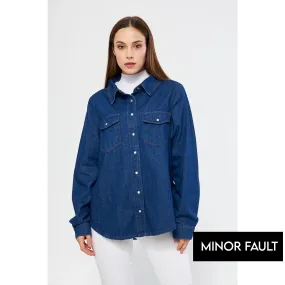 ( Minor Fault) Blue Oversized Denim Shacket