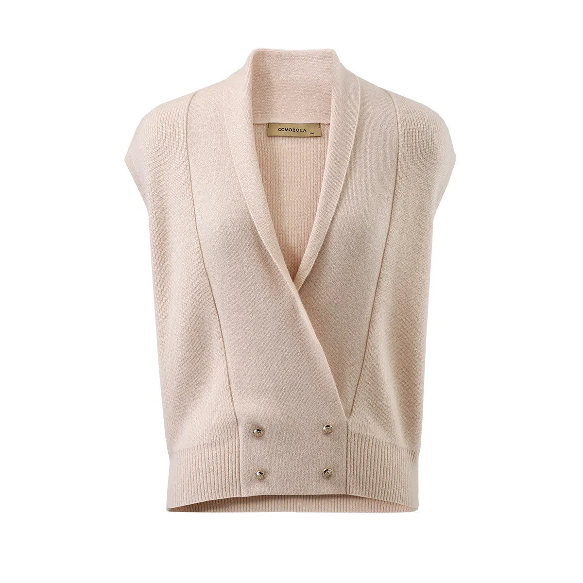 100% Cashmere Cozy Knit Sleeveless Wrap Vest