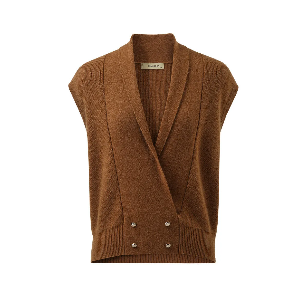 100% Cashmere Cozy Knit Sleeveless Wrap Vest