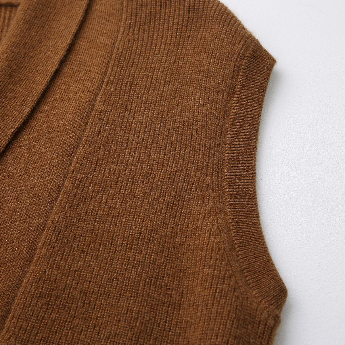 100% Cashmere Cozy Knit Sleeveless Wrap Vest