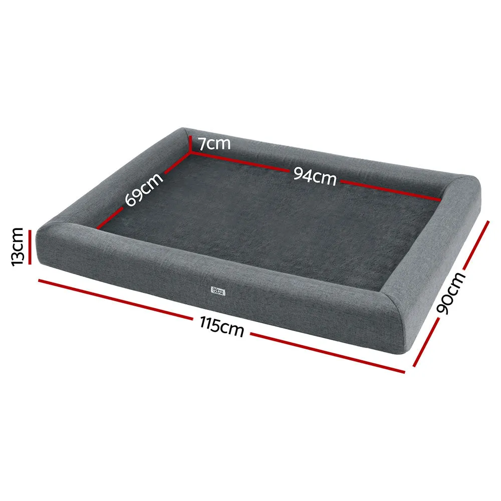 115CM Calming Egg Crate Foam Pet Bed with Washable Cover - Grey