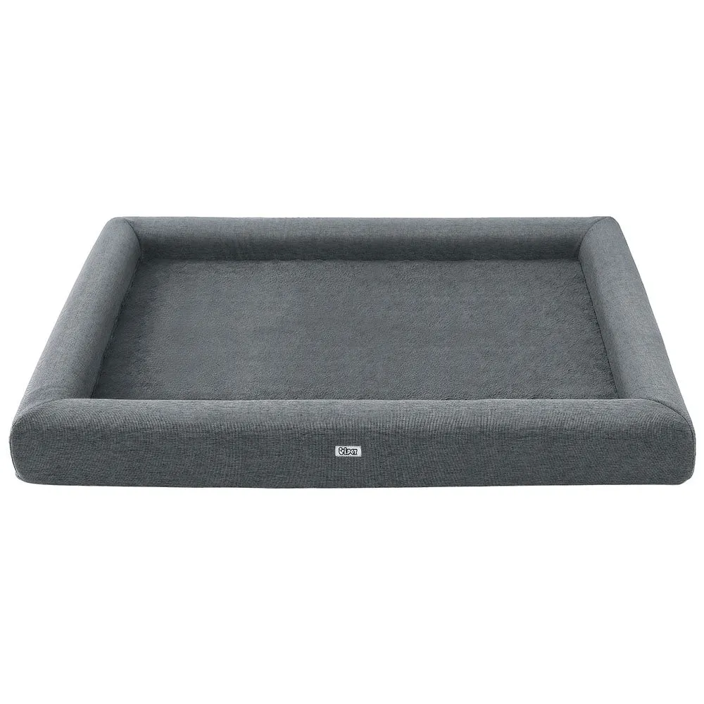 115CM Calming Egg Crate Foam Pet Bed with Washable Cover - Grey