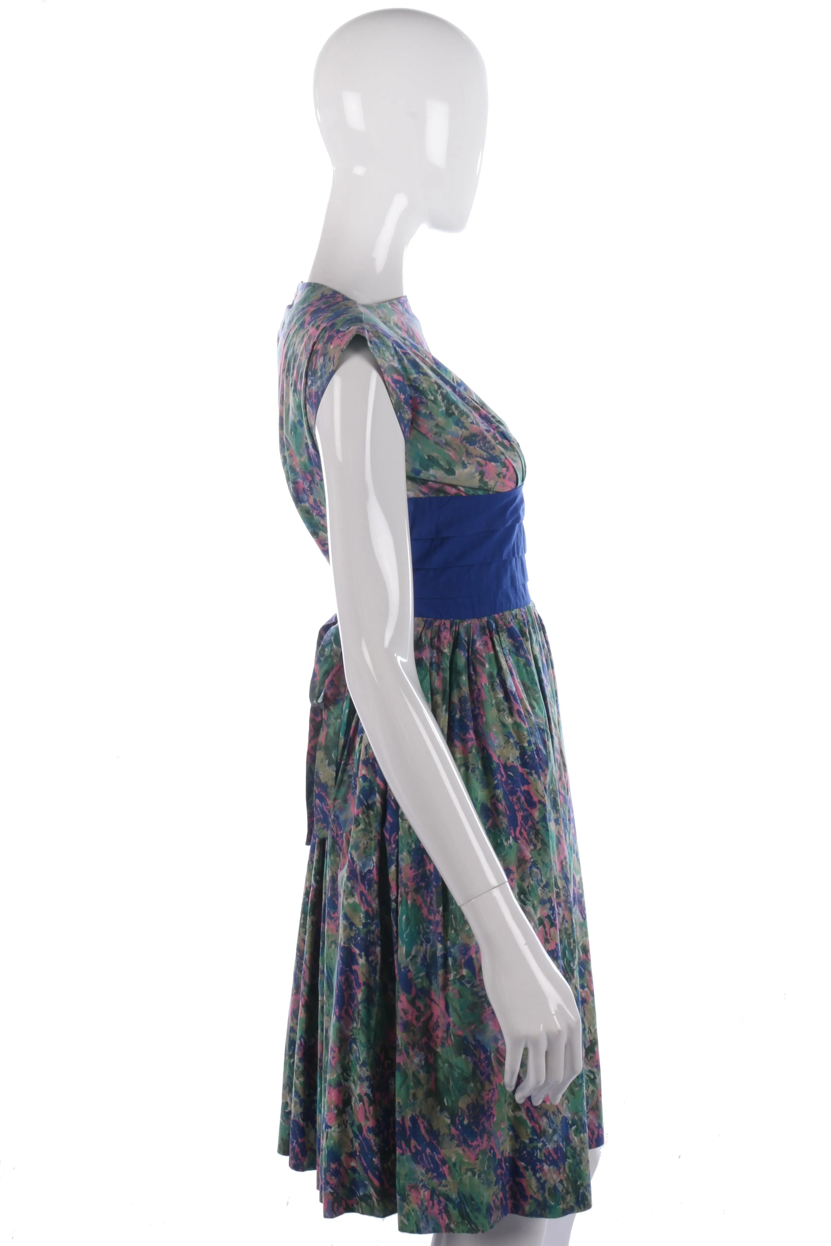 1950s vintage blue and green dress size S