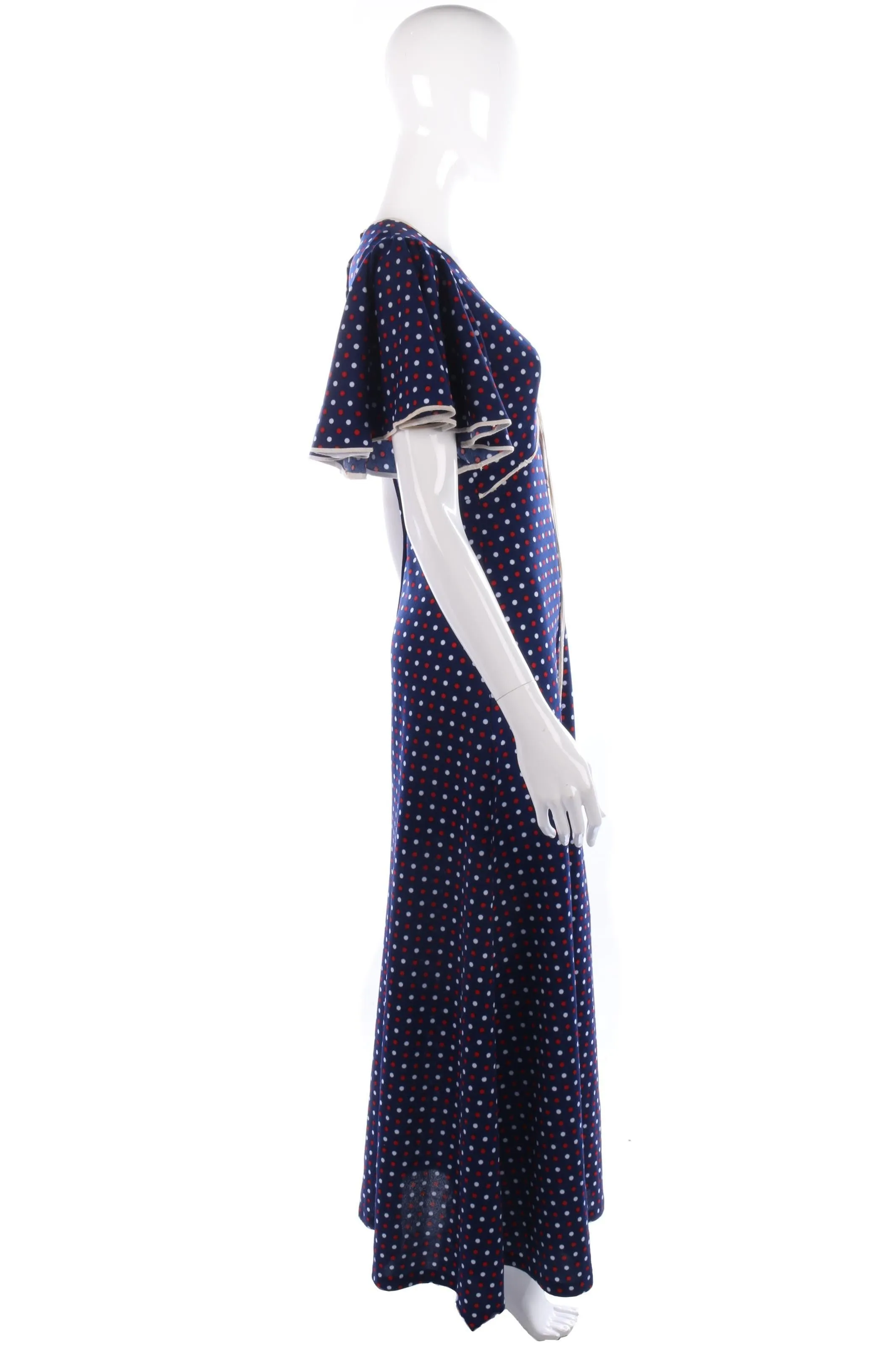 1970s vintage blue spotted dress size S/M