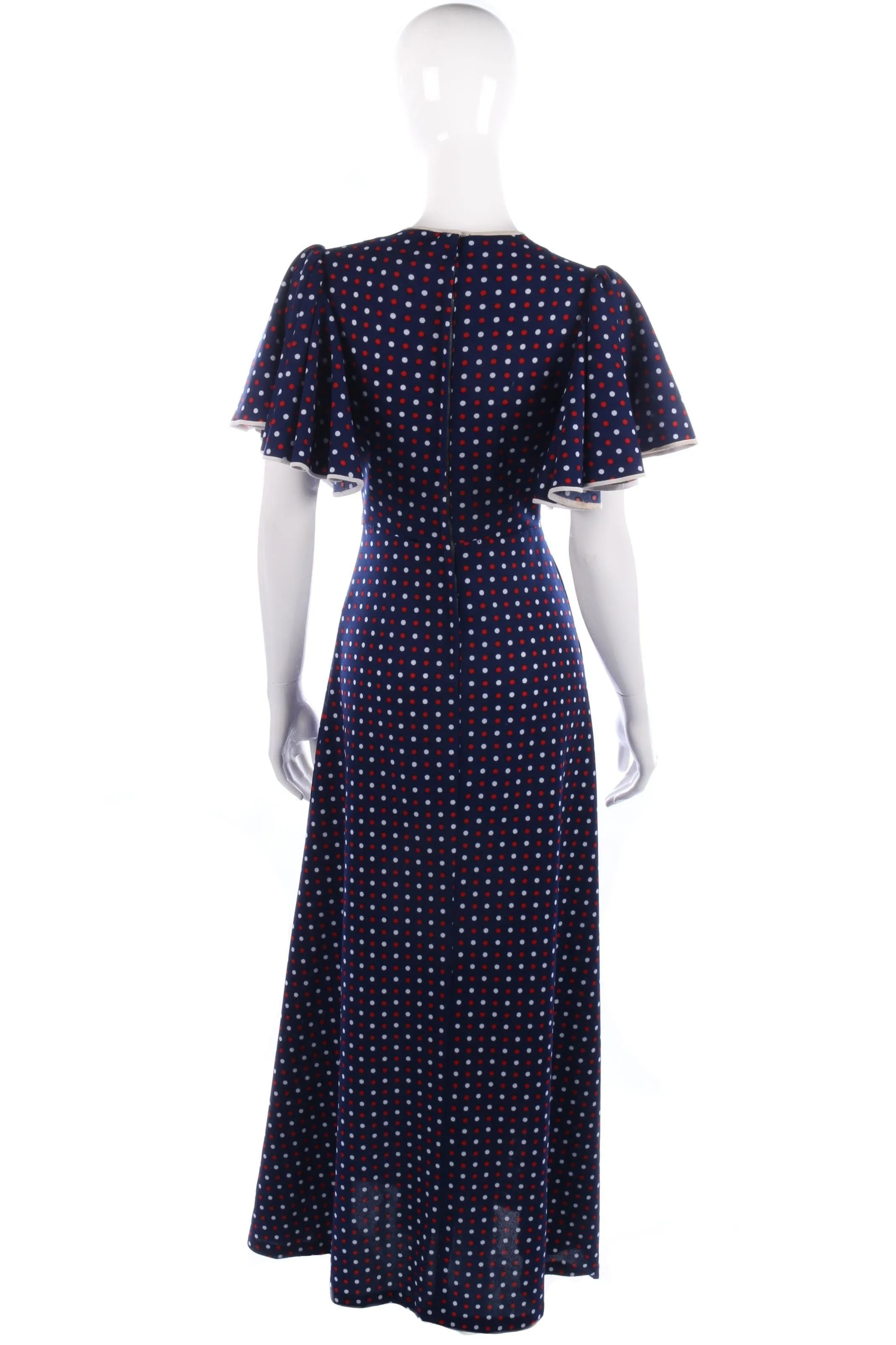 1970s vintage blue spotted dress size S/M