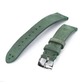 20mm Emerald Green Quick Release Italian Suede Leather Watch Strap, Green St.