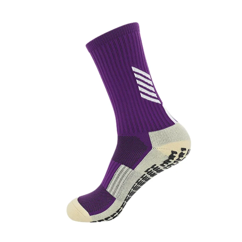 3 Pack Mens Football Grip Socks Purple