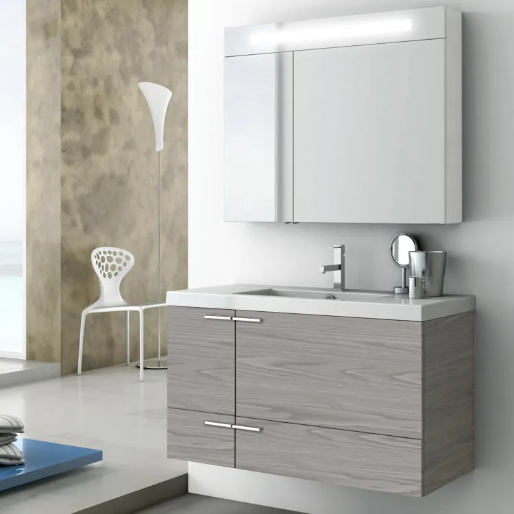 39 Inch Glossy White Bathroom Vanity Set