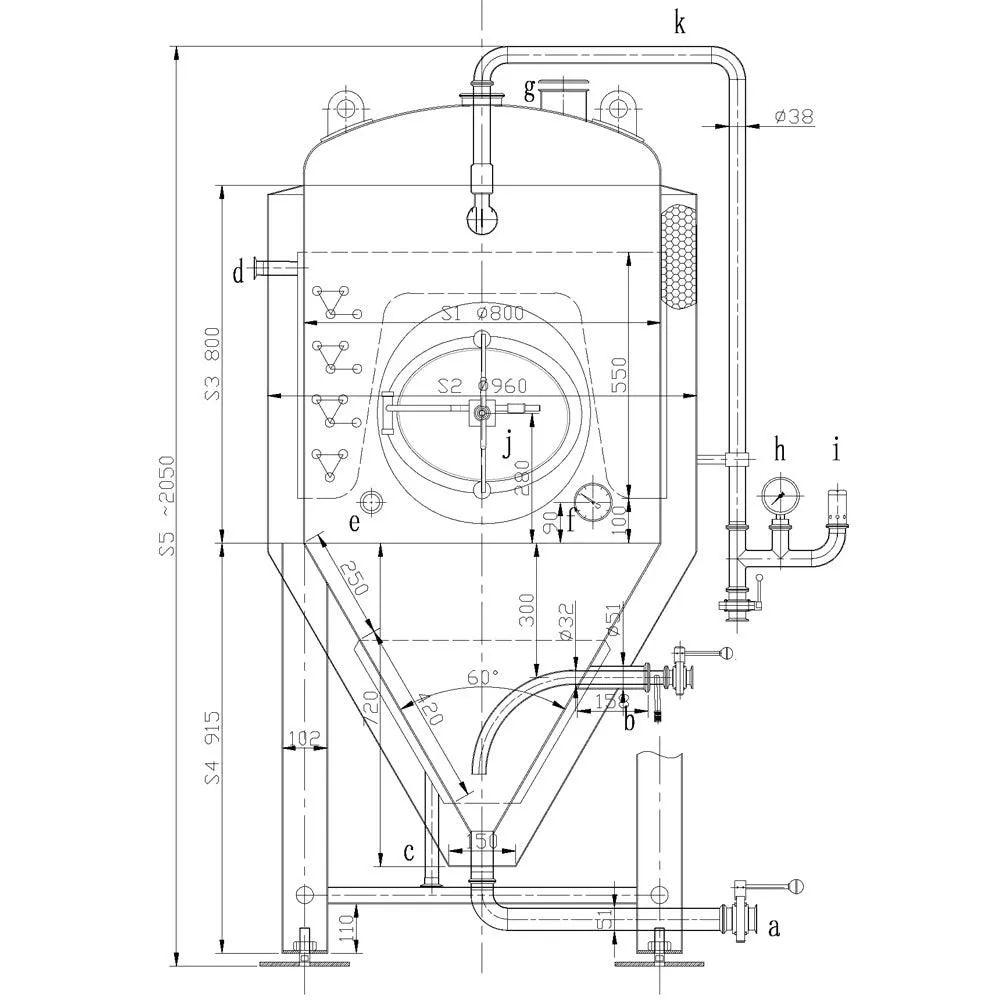 400L Conical Fermenter (pressurisable, jacketed)