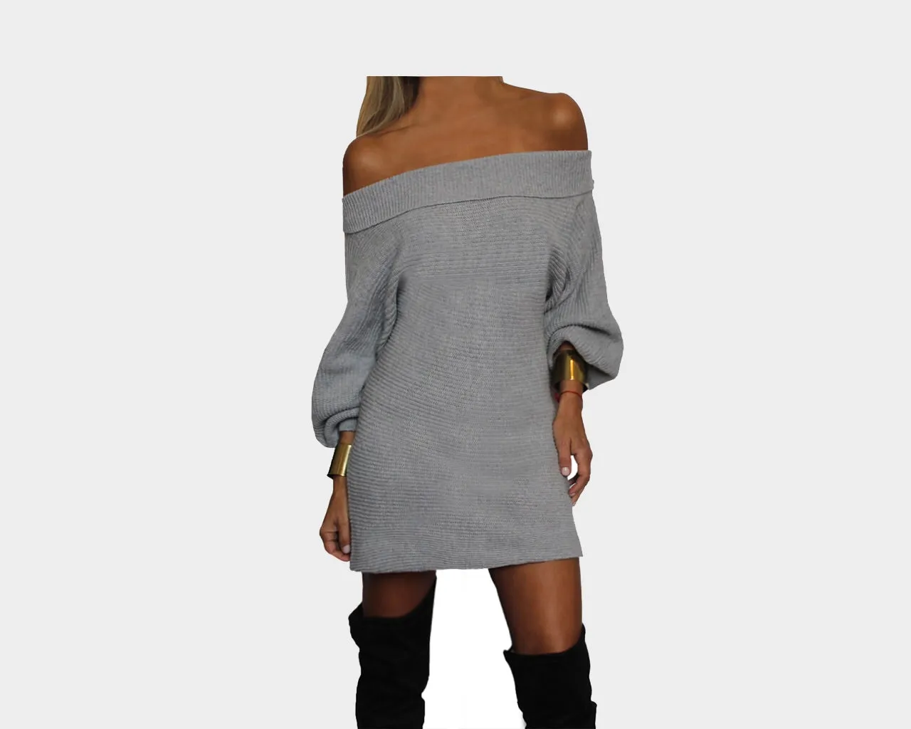 91 Silver Gray Knit Dress - The Madison Avenue