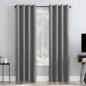 96"x50" Channing Grid Texture Draft Shield Fleece Insulated 100% Blackout Grommet Curtain Panel Coal Gray - Sun Zero