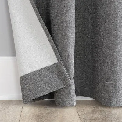 96"x50" Channing Grid Texture Draft Shield Fleece Insulated 100% Blackout Grommet Curtain Panel Coal Gray - Sun Zero