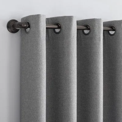 96"x50" Channing Grid Texture Draft Shield Fleece Insulated 100% Blackout Grommet Curtain Panel Coal Gray - Sun Zero