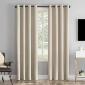 96"x50" Tyrell Tonal Textured Draft Shield Fleece Insulated 100% Blackout Grommet Top Curtain Panel Beige - Sun Zero