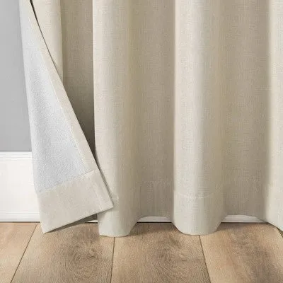 96"x50" Tyrell Tonal Textured Draft Shield Fleece Insulated 100% Blackout Grommet Top Curtain Panel Beige - Sun Zero