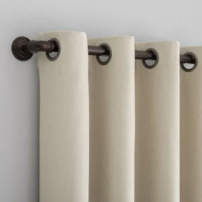 96"x50" Tyrell Tonal Textured Draft Shield Fleece Insulated 100% Blackout Grommet Top Curtain Panel Beige - Sun Zero