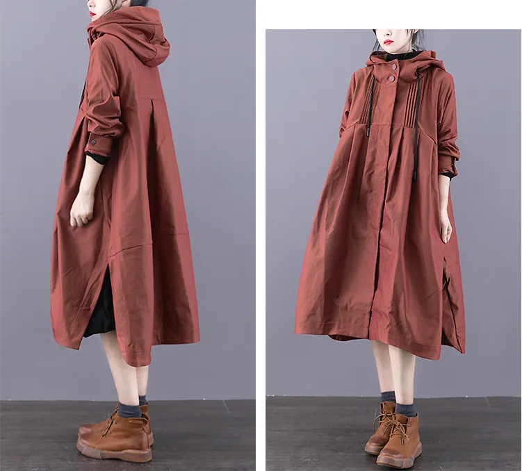 A-line Long Women Casual Hooded Parka Plus Size Coat Jacket JT200932