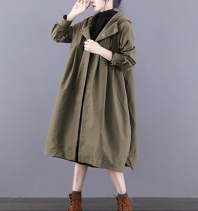 A-line Long Women Casual Hooded Parka Plus Size Coat Jacket JT200932