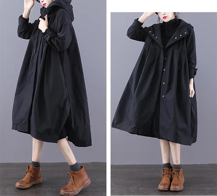 A-line Long Women Casual Hooded Parka Plus Size Coat Jacket JT200932