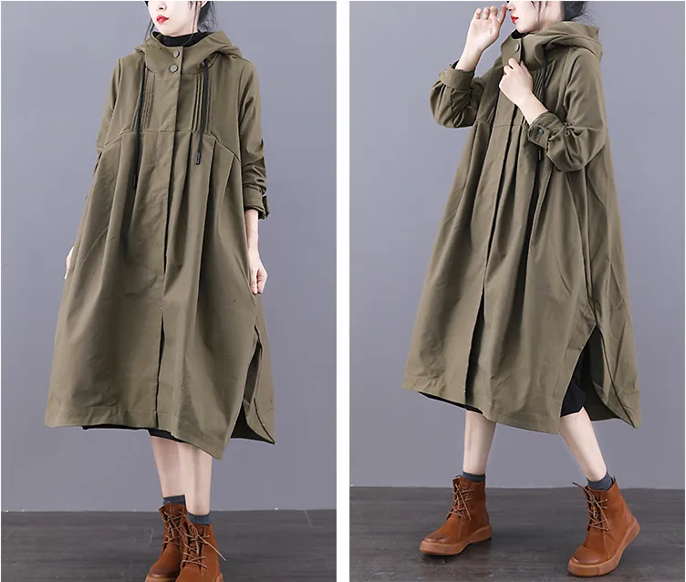 A-line Long Women Casual Hooded Parka Plus Size Coat Jacket JT200932