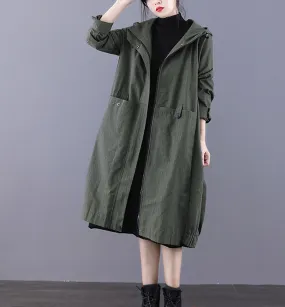 A-line Long Women Casual Hooded Parka Plus Size Coat Jacket JT200933