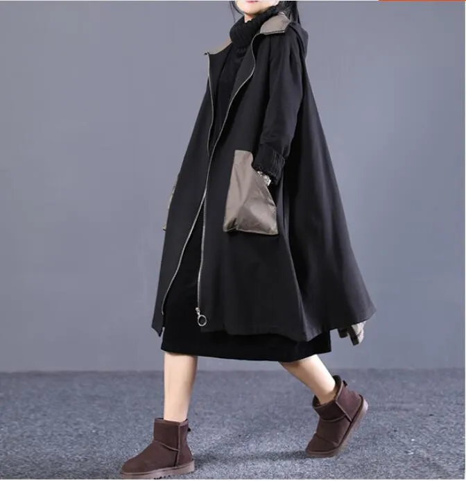 A-line Long Women Casual Hooded Parka Plus Size Coat Jacket