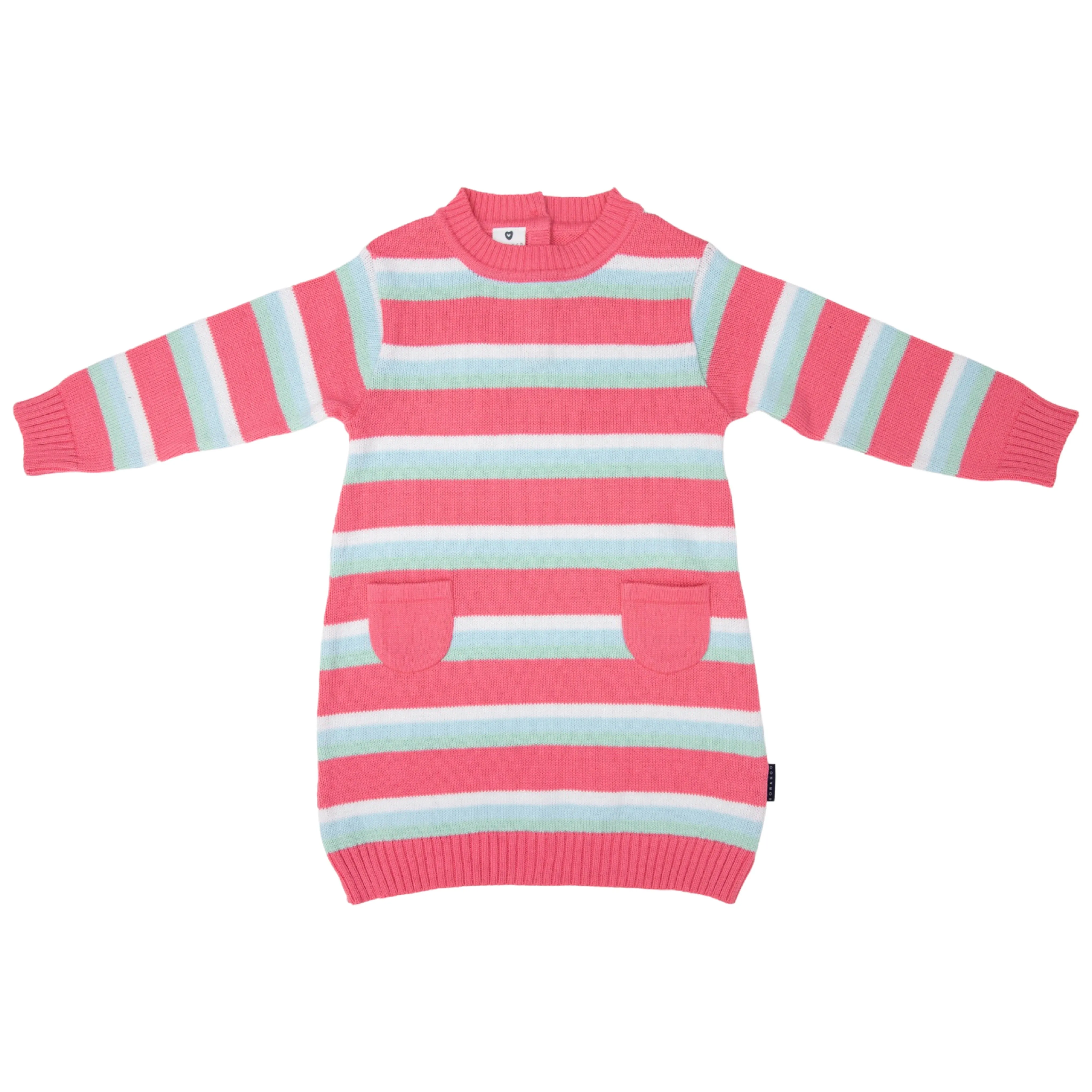 A-Line Striped Knit Dress - Tea Rose