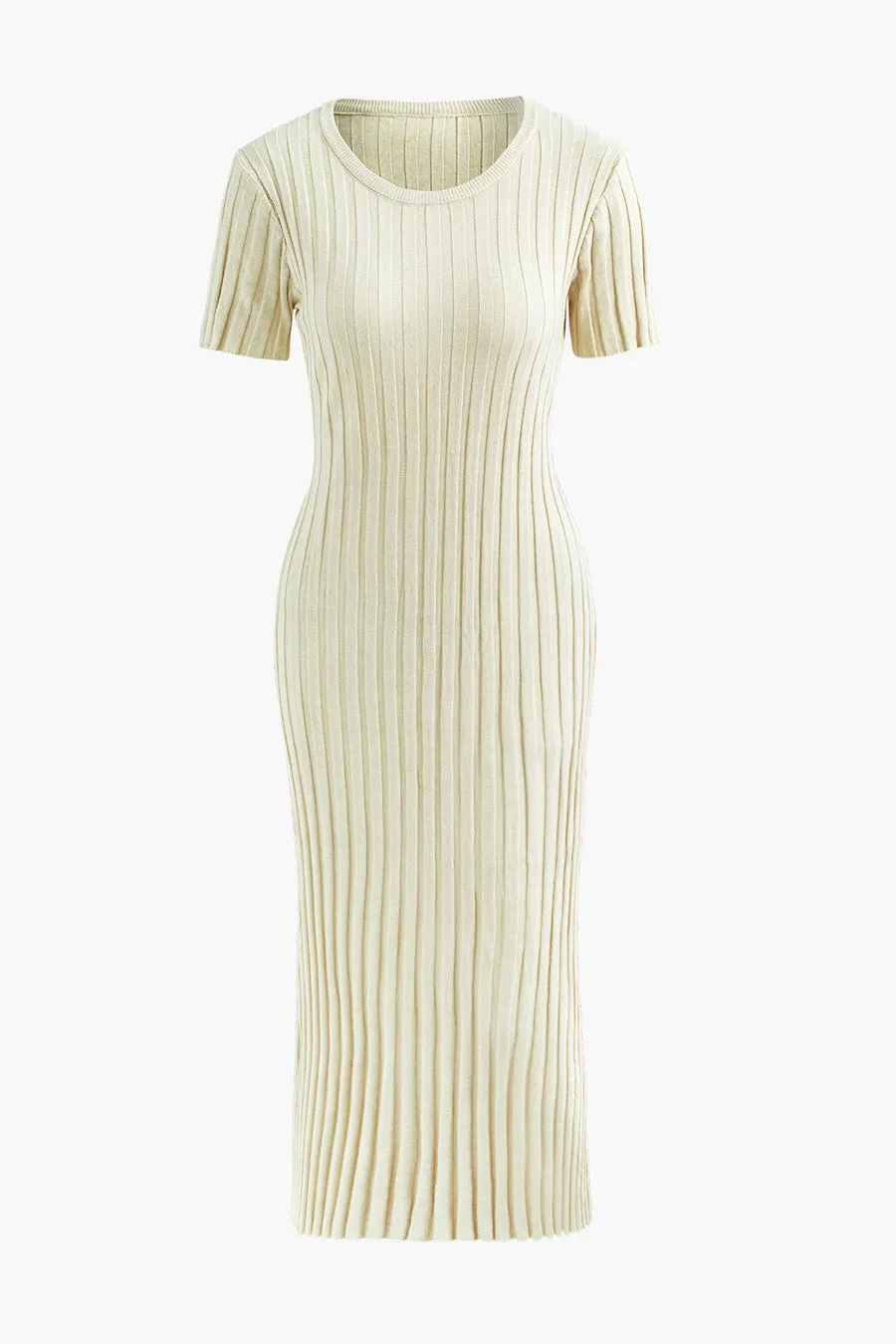 A&A Elia Pleated Ribbed Knitted Maxi Dress