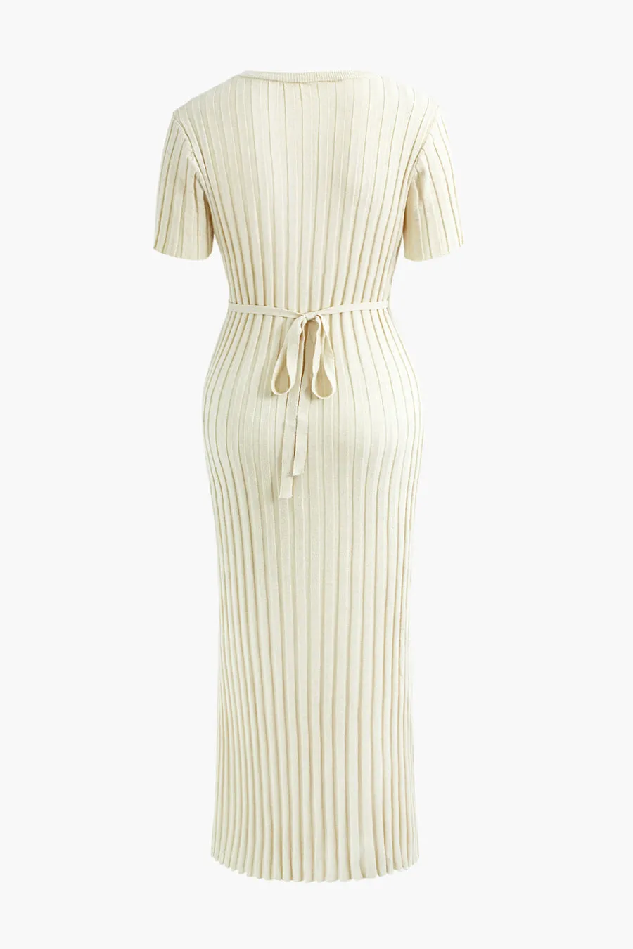 A&A Elia Pleated Ribbed Knitted Maxi Dress