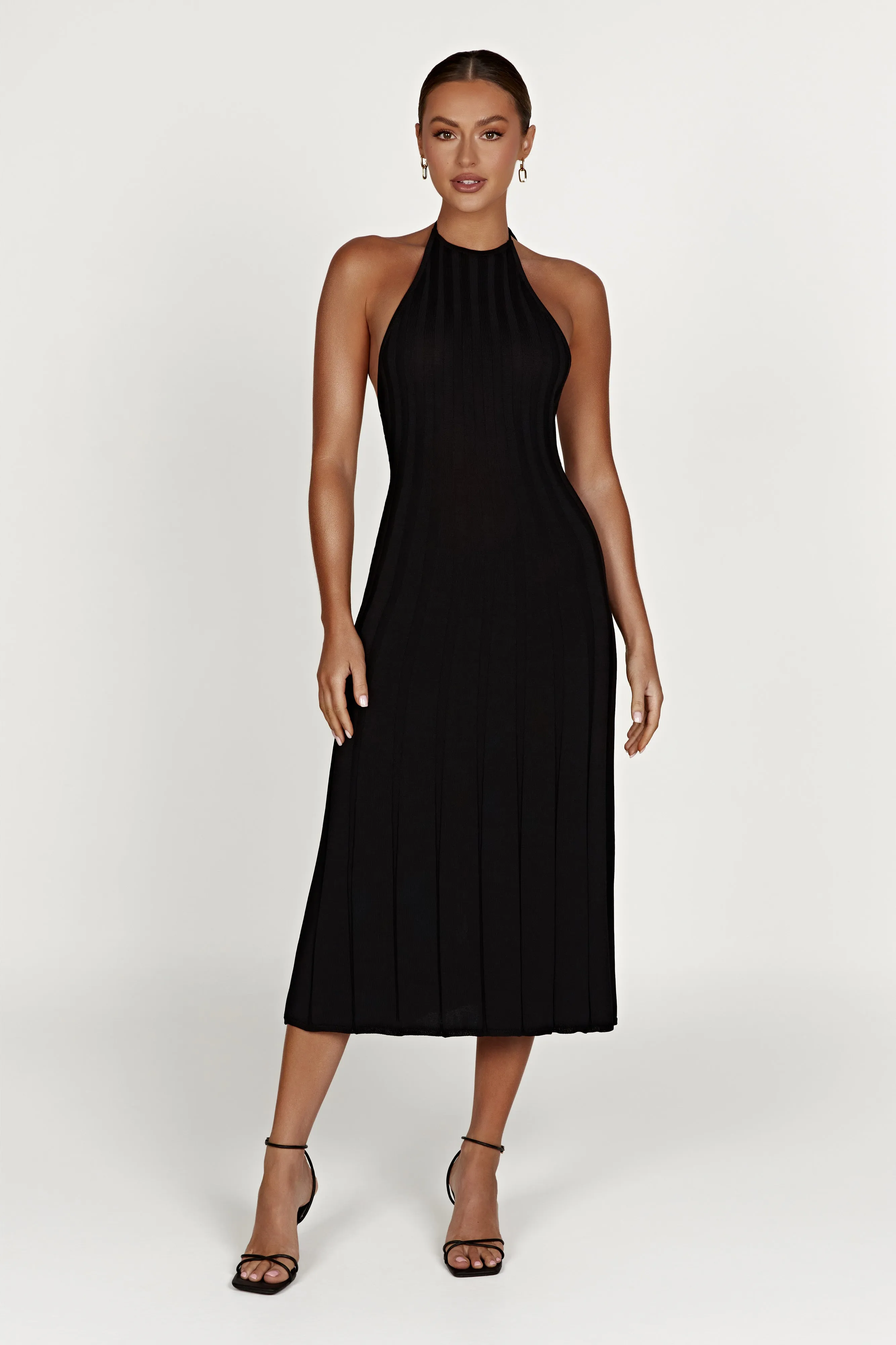 Adrienne Halter Neck Midi Dress - Black