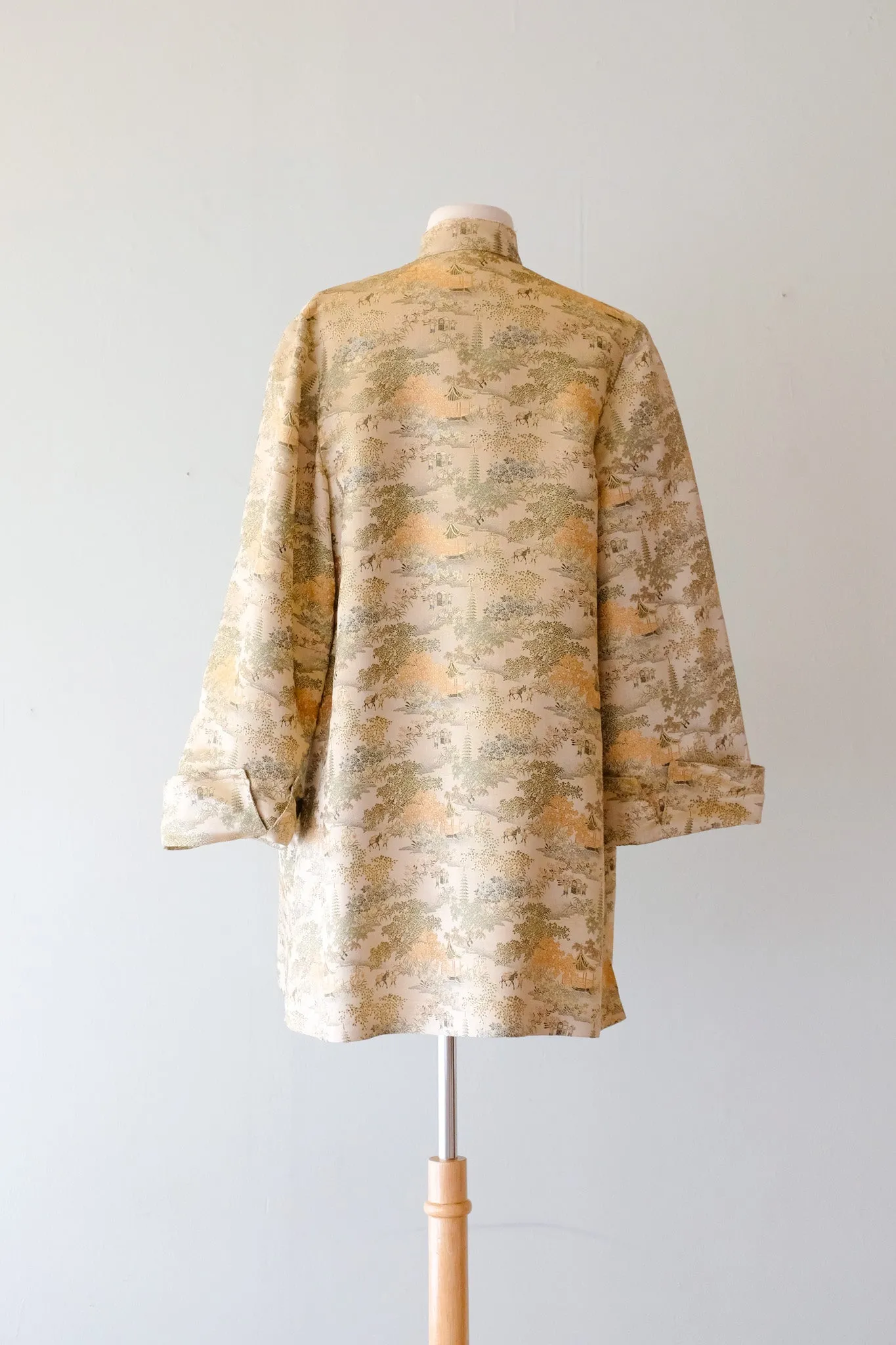 Alluring 1960’s Gold Chinese Silk Satin Swing Jacket / Sz M