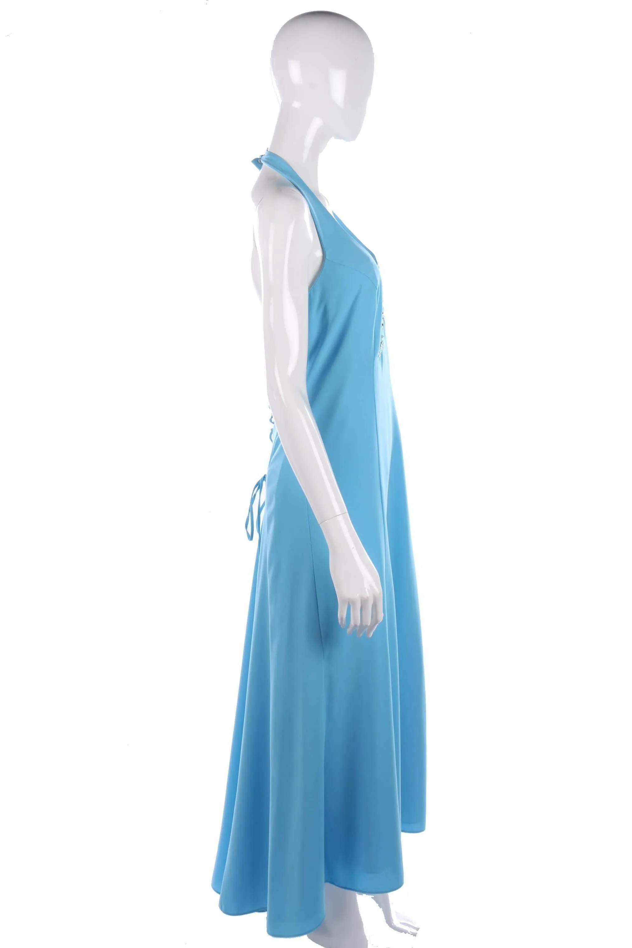 Baby blue halter neck evening dress size M