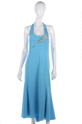 Baby blue halter neck evening dress size M