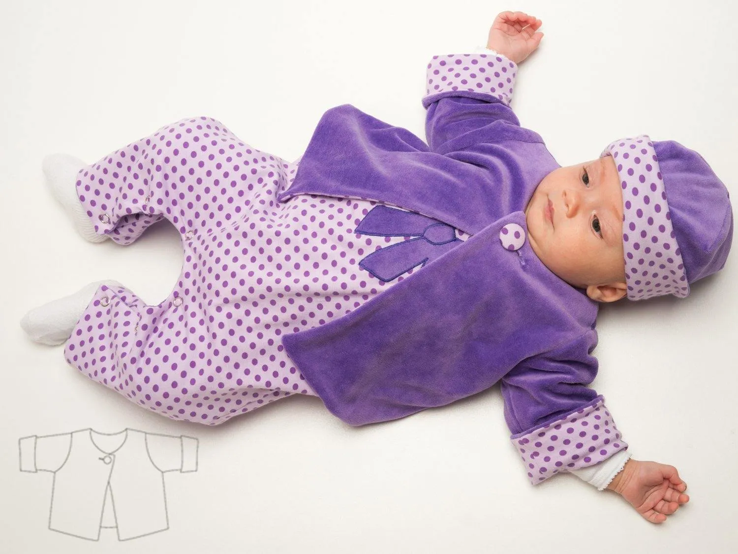 Baby outfit sewing patterns for jacket, jumpsuit and beanie Paper pattern