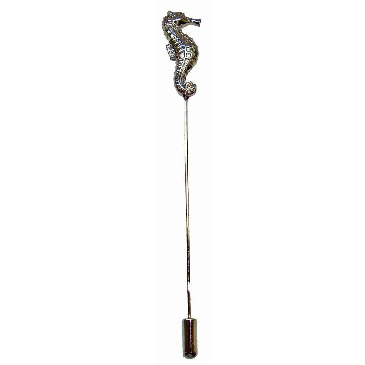 Bassin and Brown Seahorse Jacket Lapel Pin - Silver