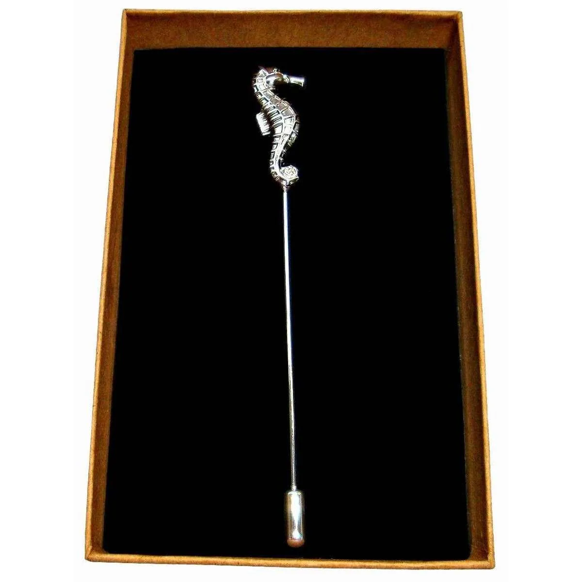 Bassin and Brown Seahorse Jacket Lapel Pin - Silver