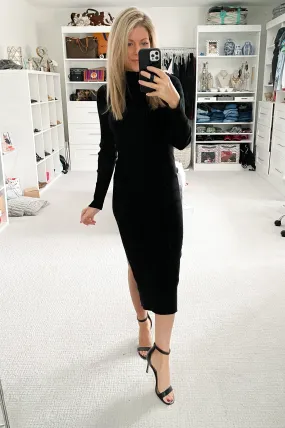 Best In Show Mock Neck Knit Midi Dress