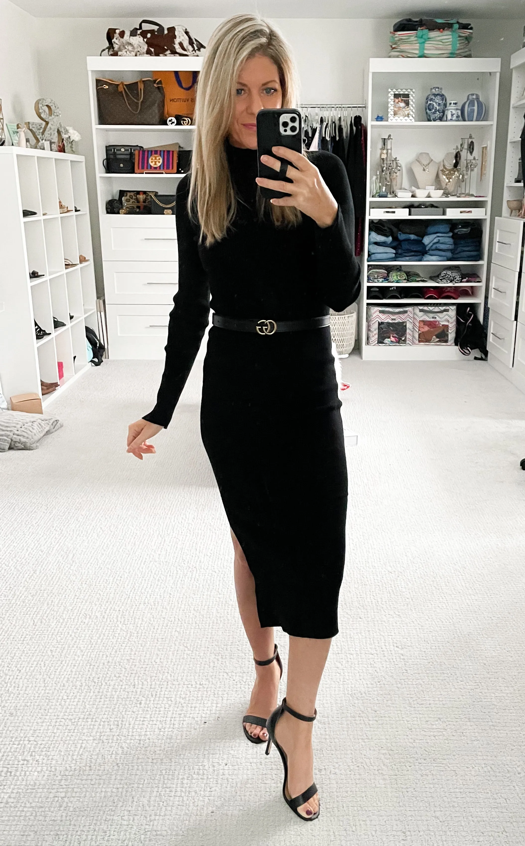 Best In Show Mock Neck Knit Midi Dress