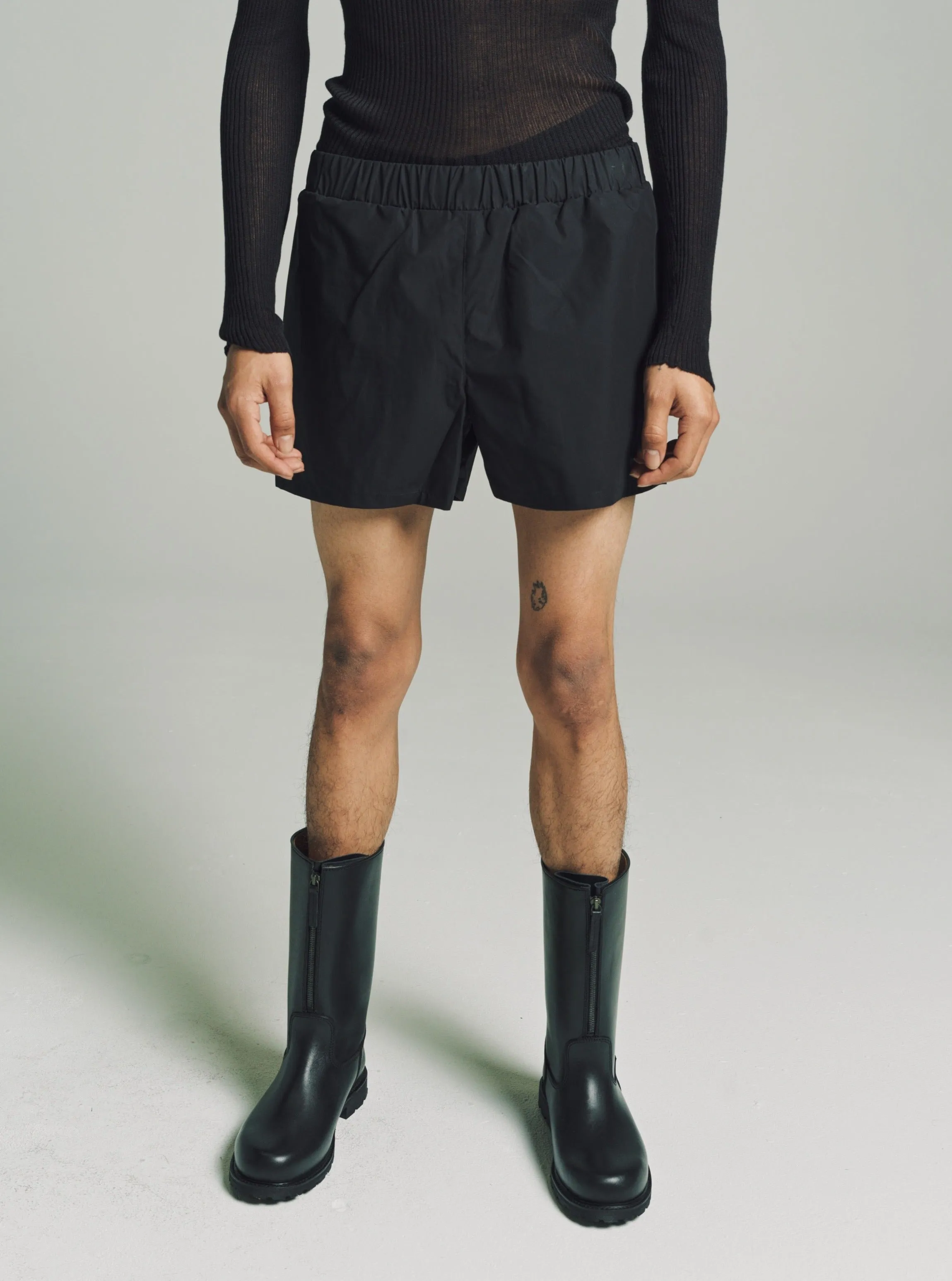 Black Waxed Cotton Short