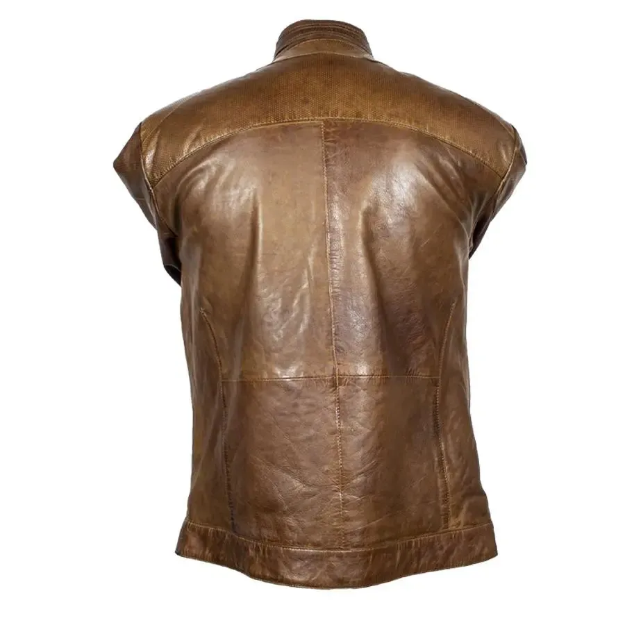 BOL Men's Snap Collar Leather Racer Jacket