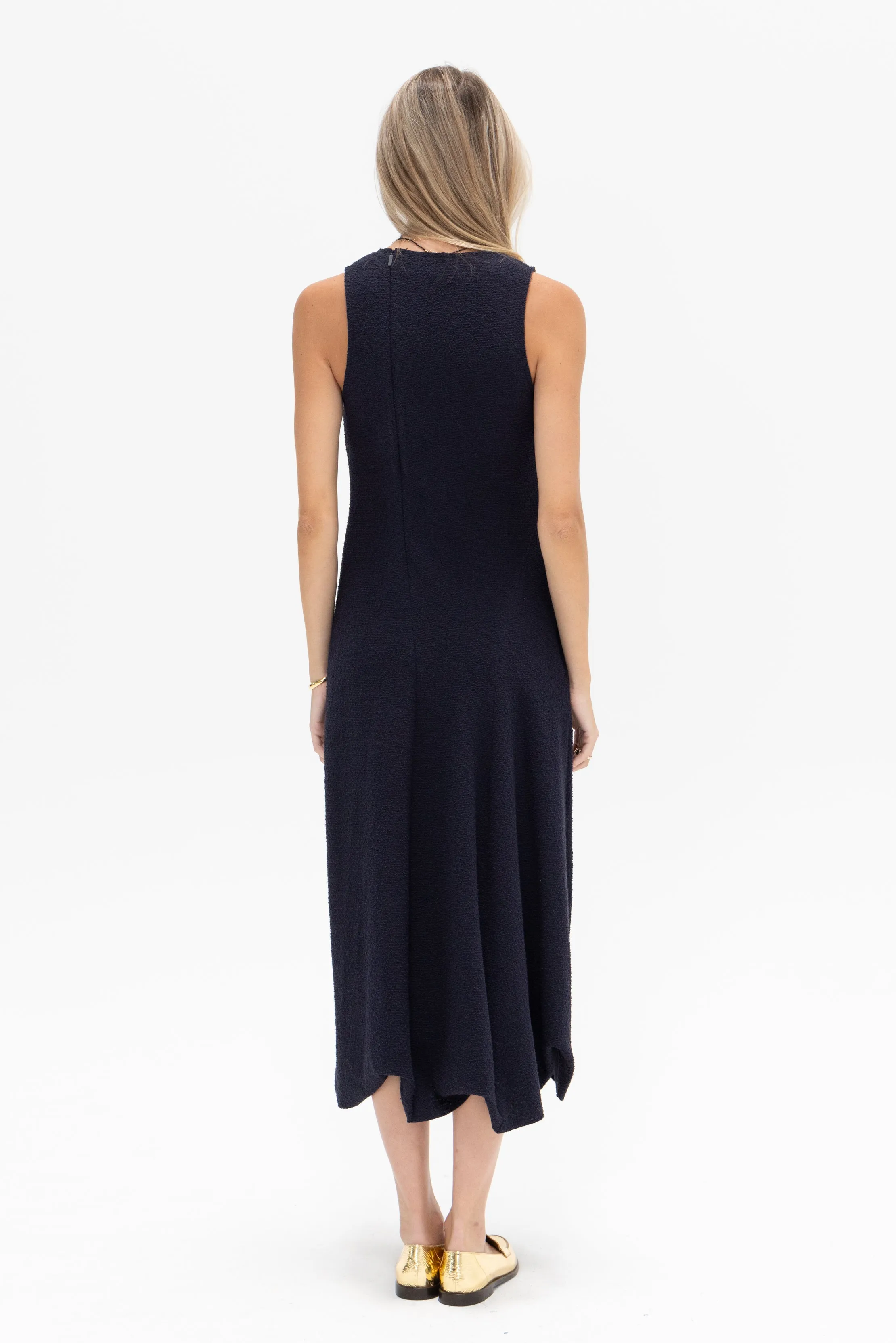 Boucle Knit Tank Tucked Dress, Midnight