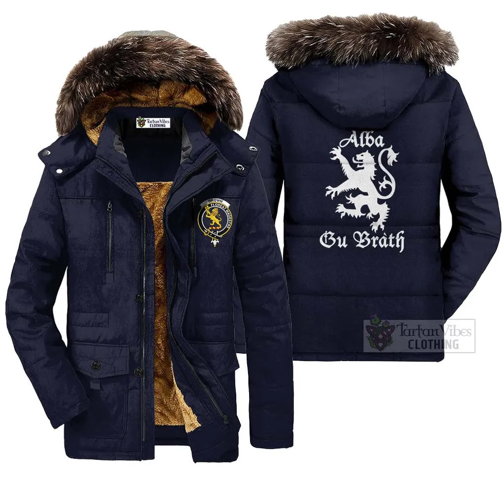 Brown (Broun) Family Crest Parka Jacket Lion Rampant Alba Gu Brath Style