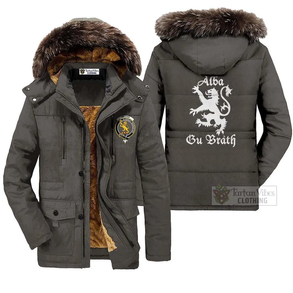 Brown (Broun) Family Crest Parka Jacket Lion Rampant Alba Gu Brath Style