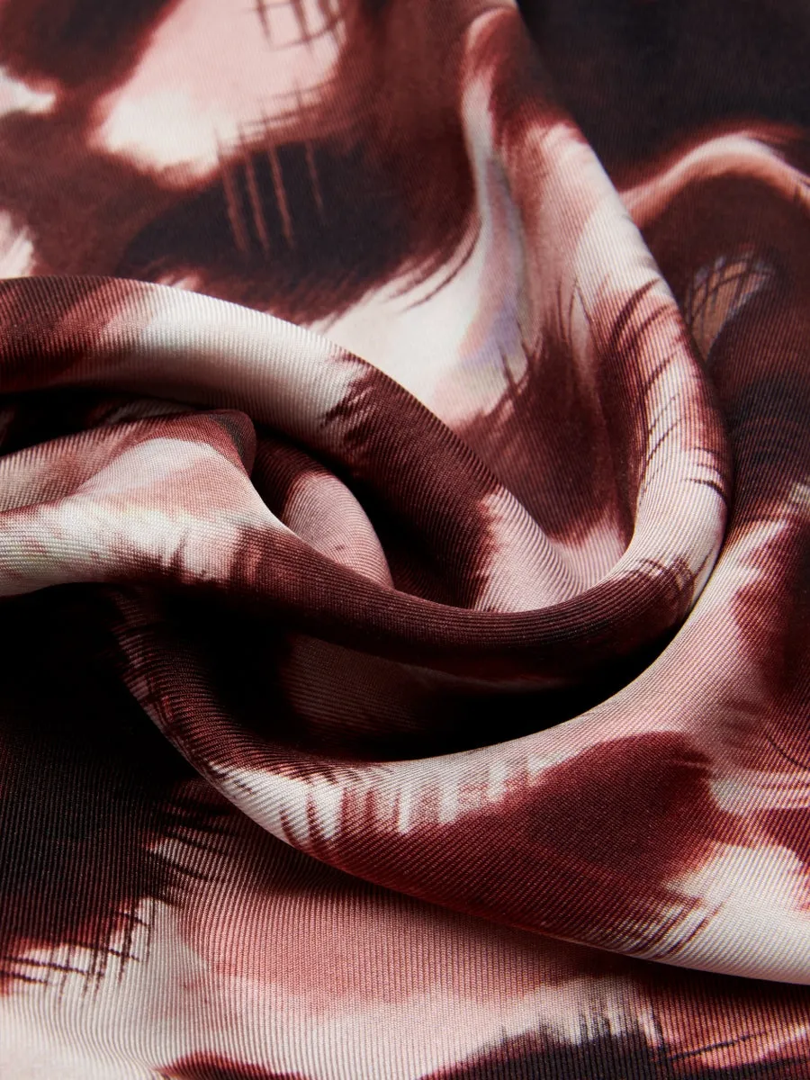 Bruna (brown/orange)- soft and lightweight Italian foulard from pure silk