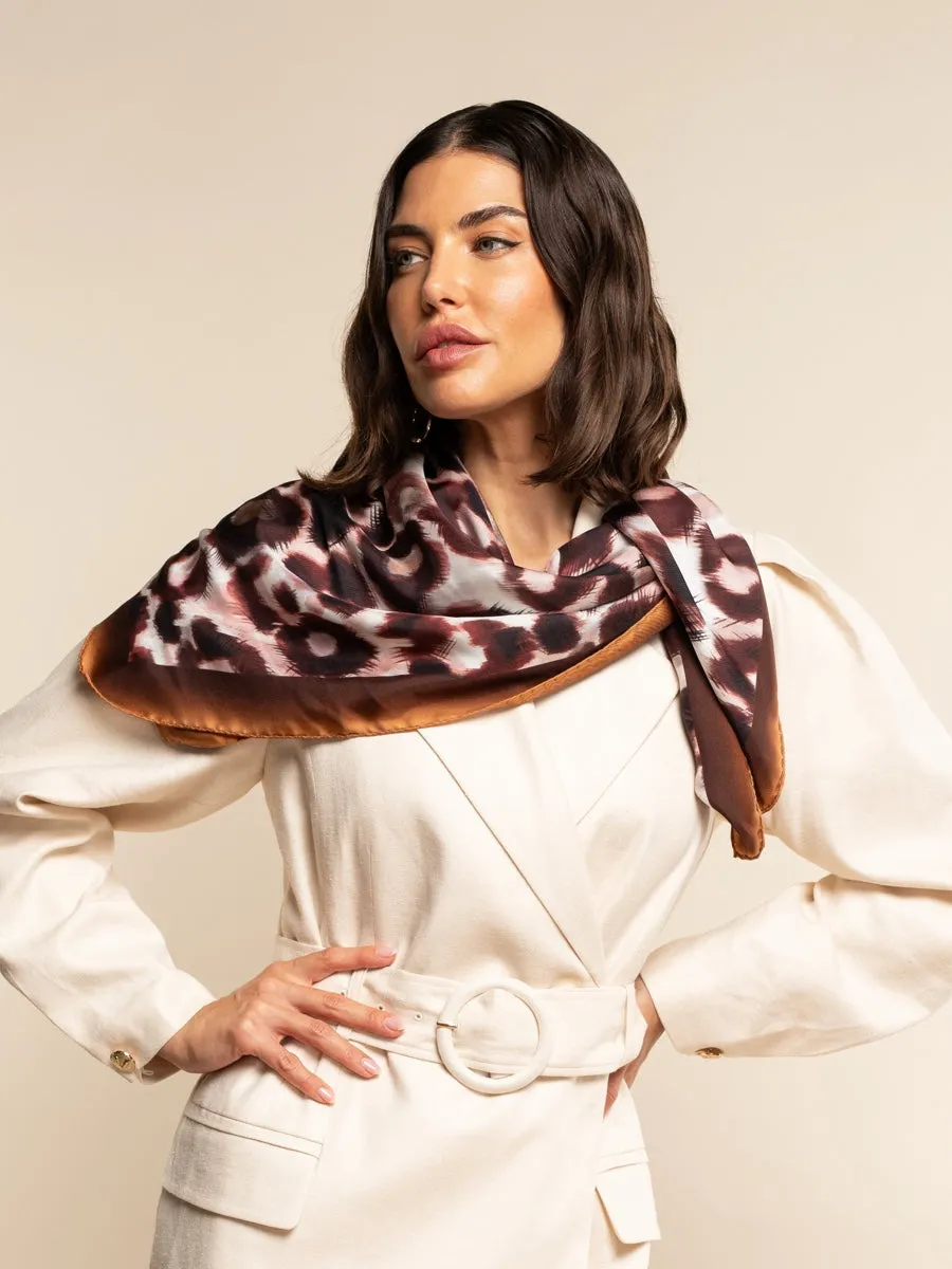 Bruna (brown/orange)- soft and lightweight Italian foulard from pure silk