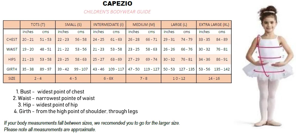 CAPEZIO 3532C GIRLS CAMISOLE LEOTARD WITH CLEAR TRANSITION STRAPS