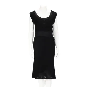 Chanel Black Ribbed Knit Boat Neck Dress FR 46