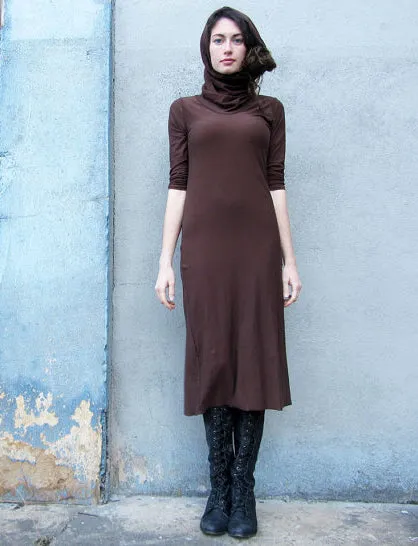 Chunky Cowl Pencil Below Knee Dress