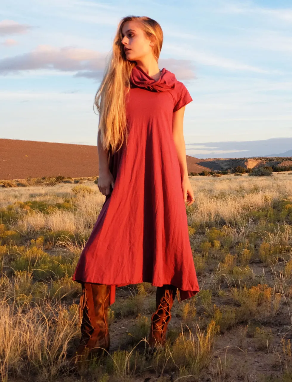 Chunky Cowl Wanderer Below Knee Dress