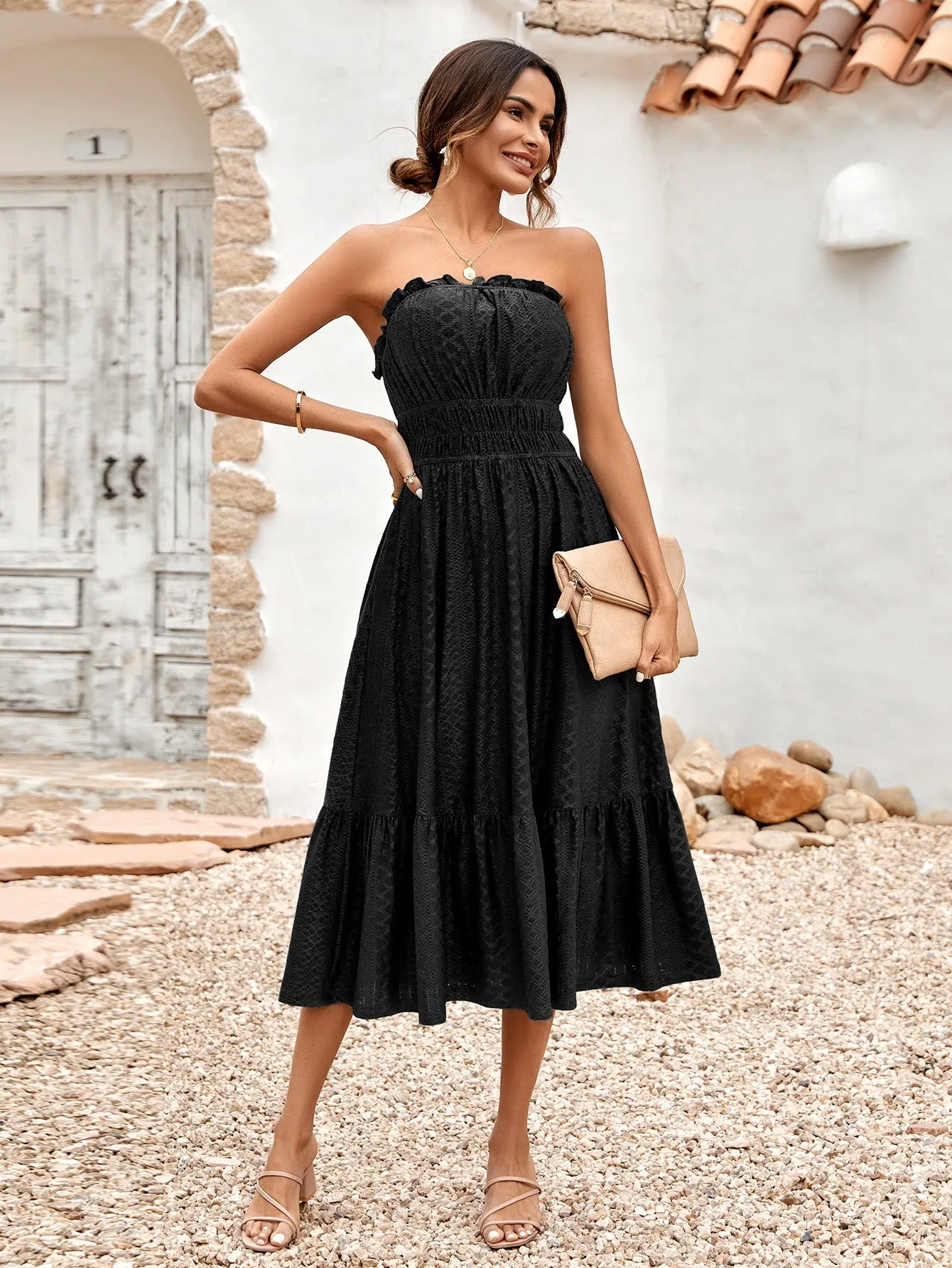 Corseted Waist-slimming Hemline Maxi Dress